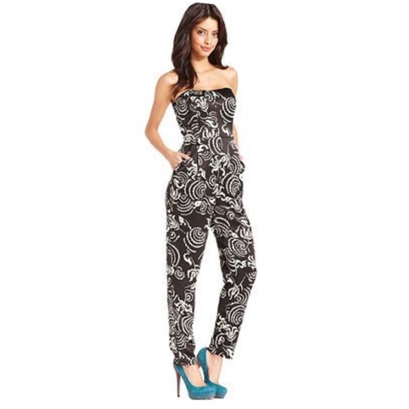 🔥SALE🔥 Rachel Roy black and ivory strapless pant romper sz10 - Picture 1 of 7